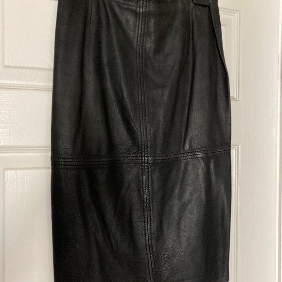 NBW Boden Black Leather Pencil Skirt Size 4 - Picture 5 of 7